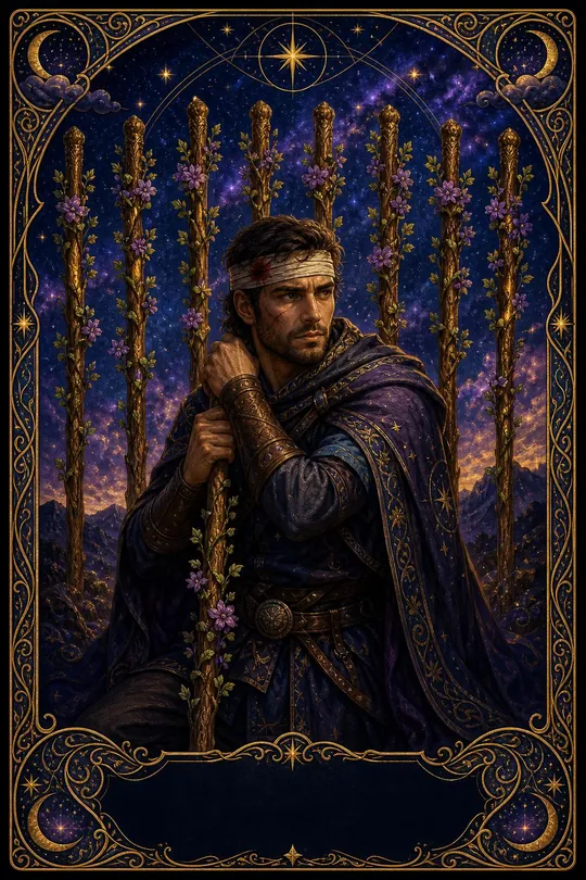 Değnek Dokuzlusu Tarot Kartı