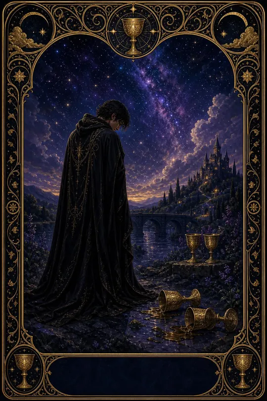 Kupa Beşlisi Tarot Kartı